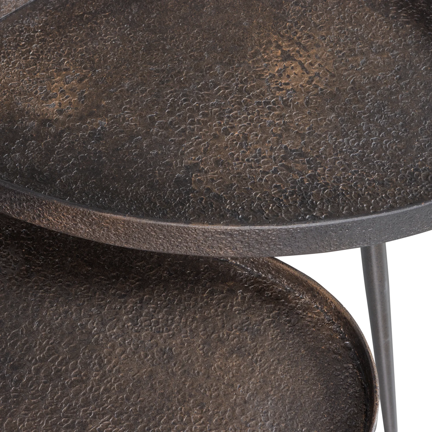 2er Set Beistelltisch CRUDE antik bronze