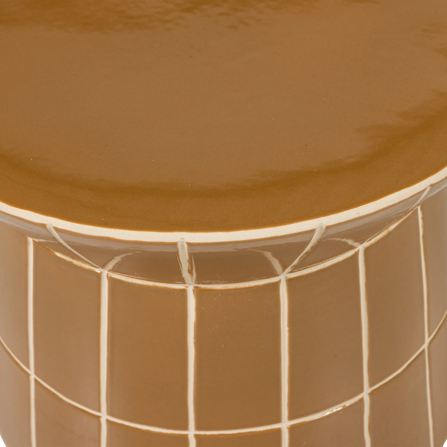 Beistelltisch PLU Ø 38 cm Keramik honiggelb