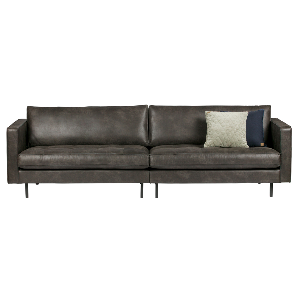 3 Sitzer Sofa RODEO CLASSIC recyceltes Leder schwarz