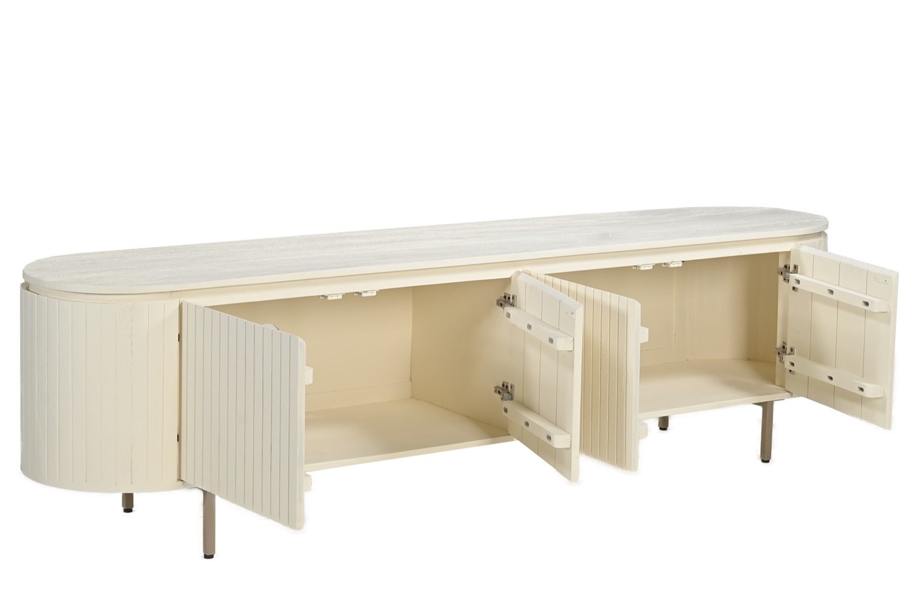 TV Möbel Lowboard Patou 210 cm Mangoholz cremeweiß Sideboard