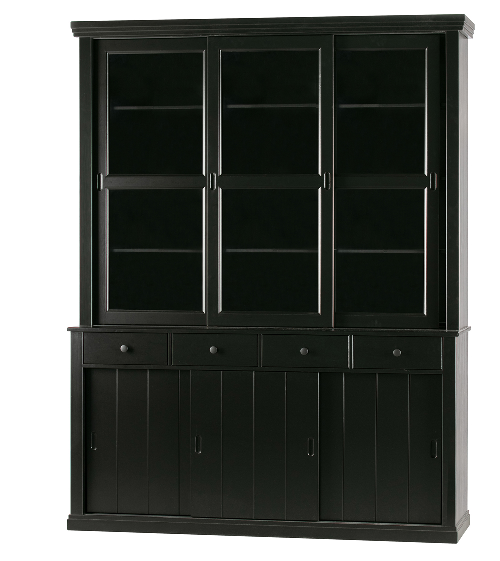 woood Vitrine LAGOS Schrank schwarz Buffetschrank