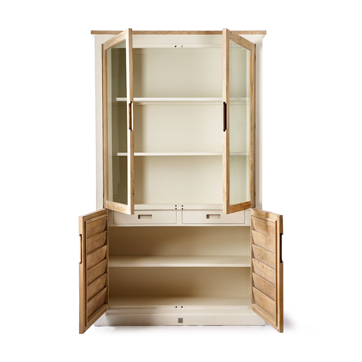 Rivièra Maison PACIFICA Vitrine 124 cm weiß natur mit Glastüren