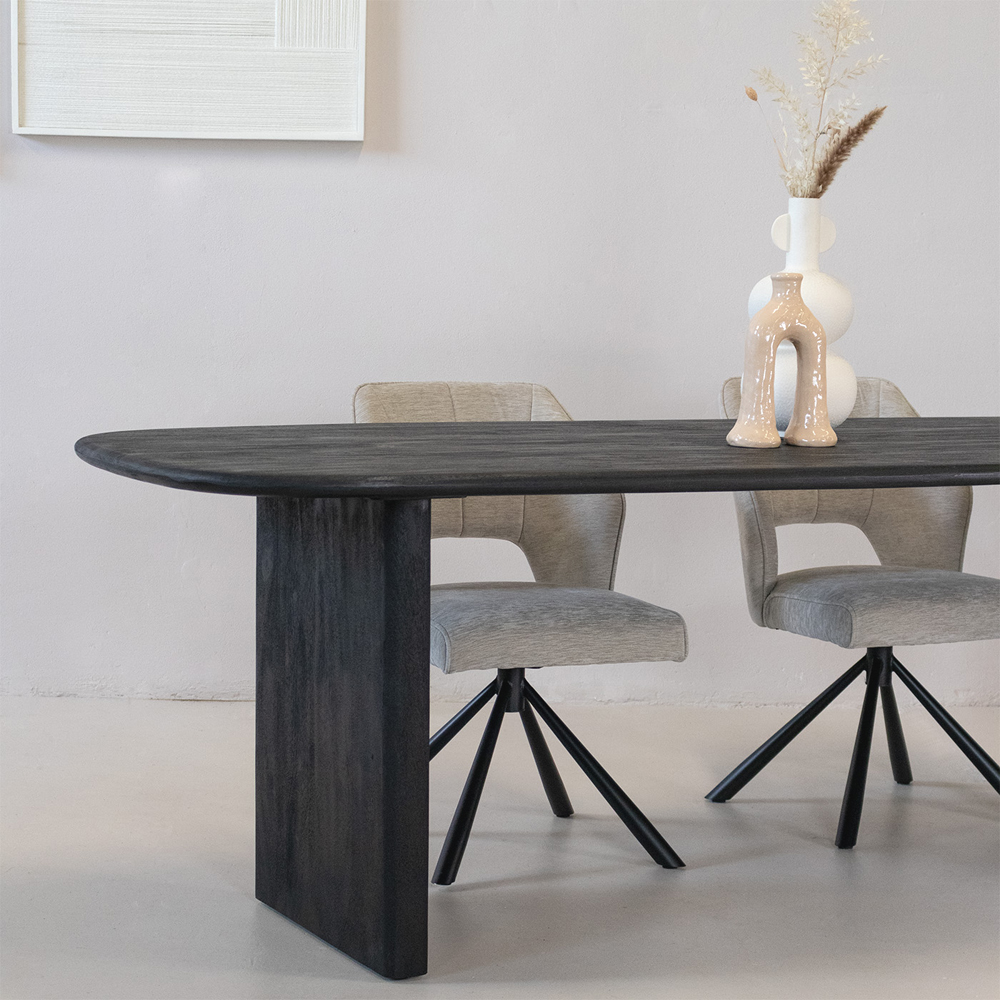 Esstisch AGIN oval 240 x 100 cm schwarz Mango Holz