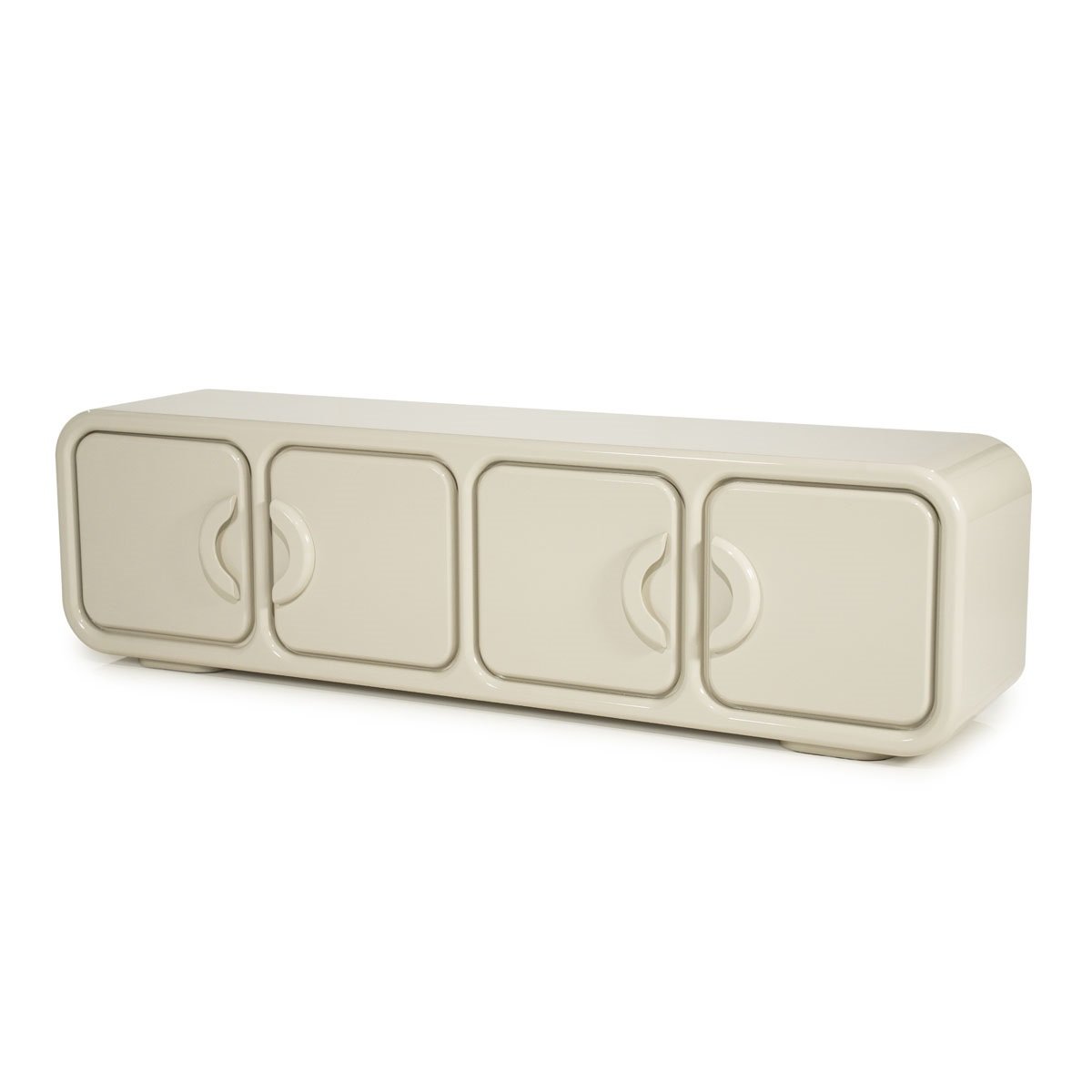 TV Möbel Lowboard Gubby 176 cm mit 4 Türen MDF High Gloss beige