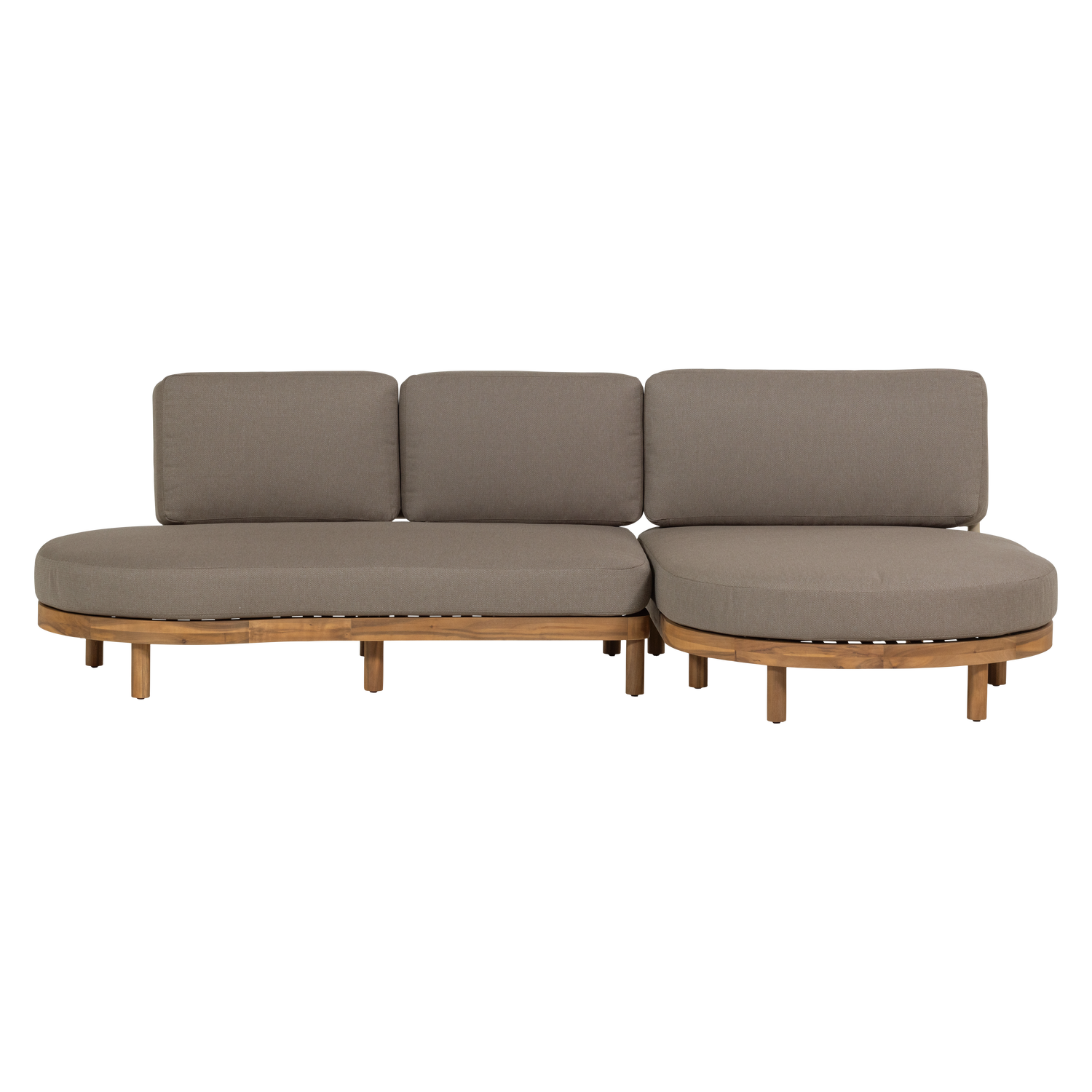 Garten Lounge Ecksofa ZINTO rechts Akazienholz Outdoor-Bezug sand
