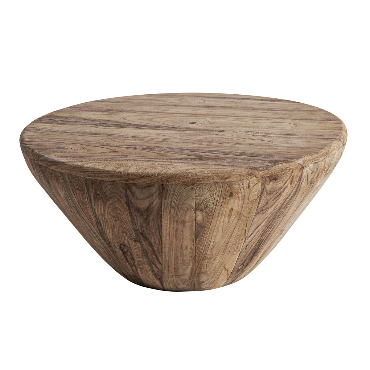 Couchtisch ERLOY rund Ø 70 cm recyceltes Teakholz