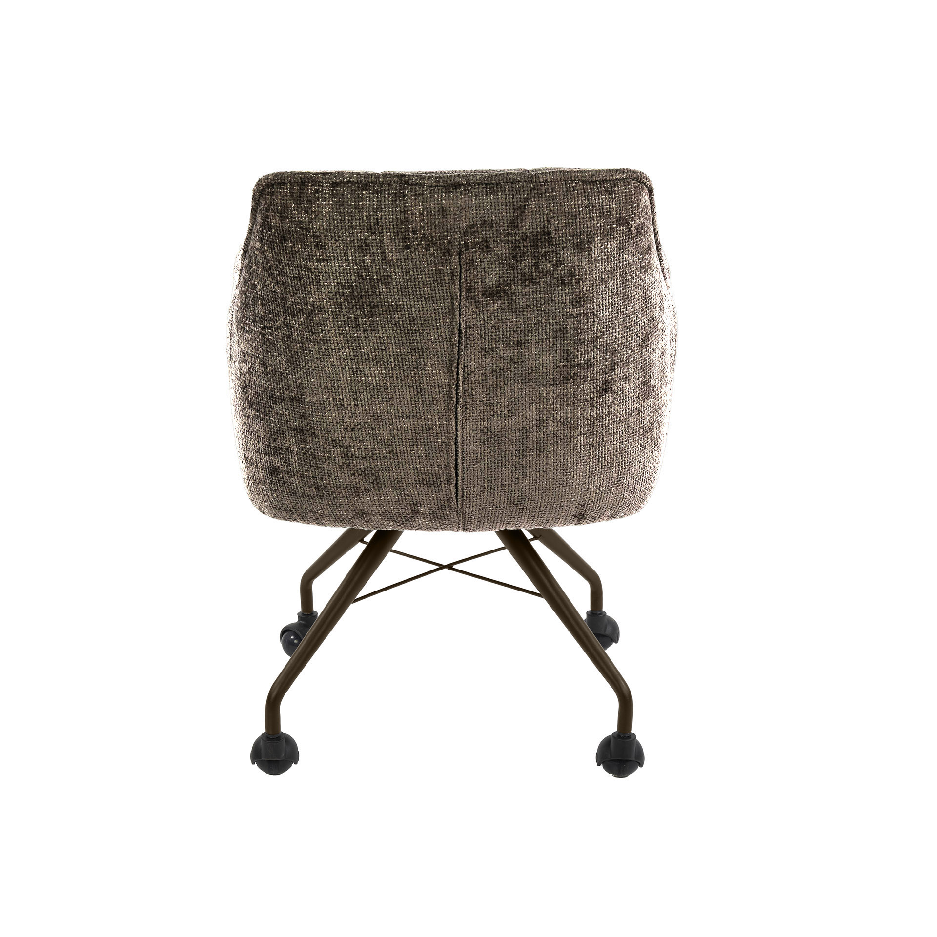 2er Set Armlehnstuhl Fino auf Rollen Chenille taupe Beine braun