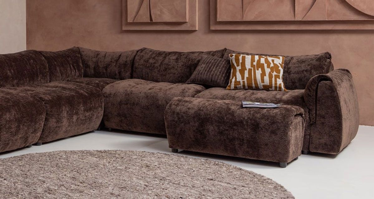Pouf Sitzhocker BAGGY 91 x 50 cm 3D Chinelle dunkelbraun