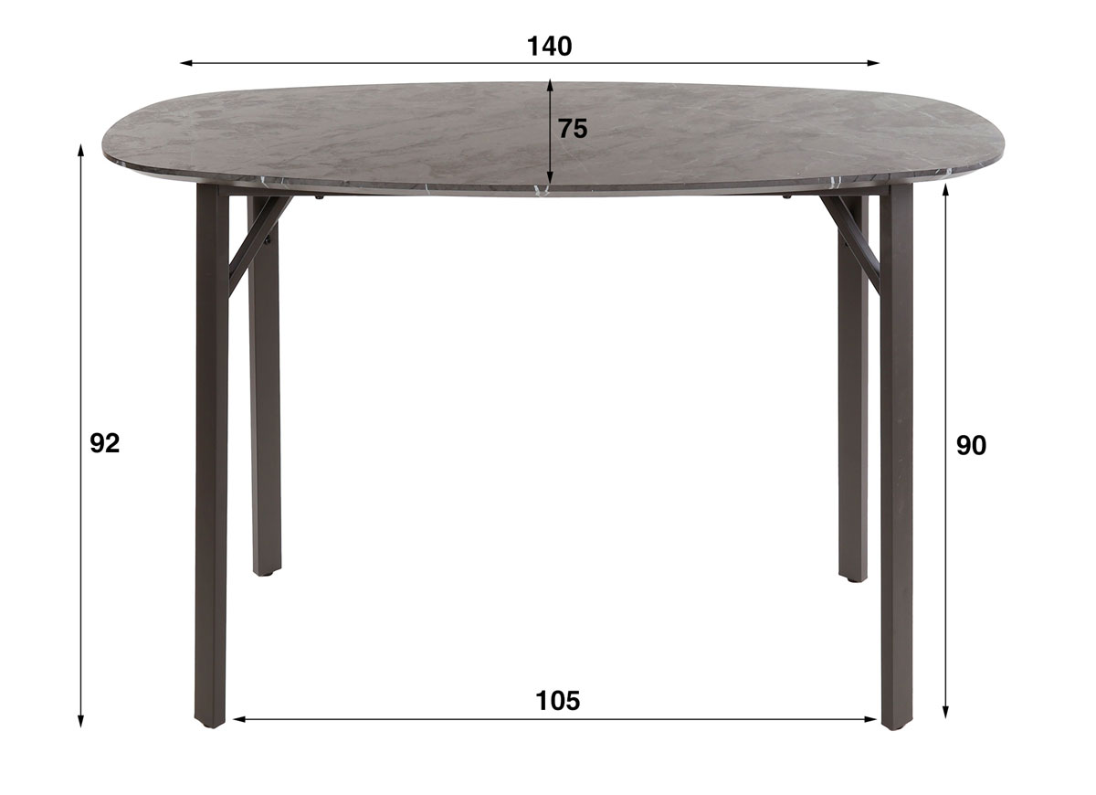 Bartisch oval 140 x 75 cm Keramikoptik