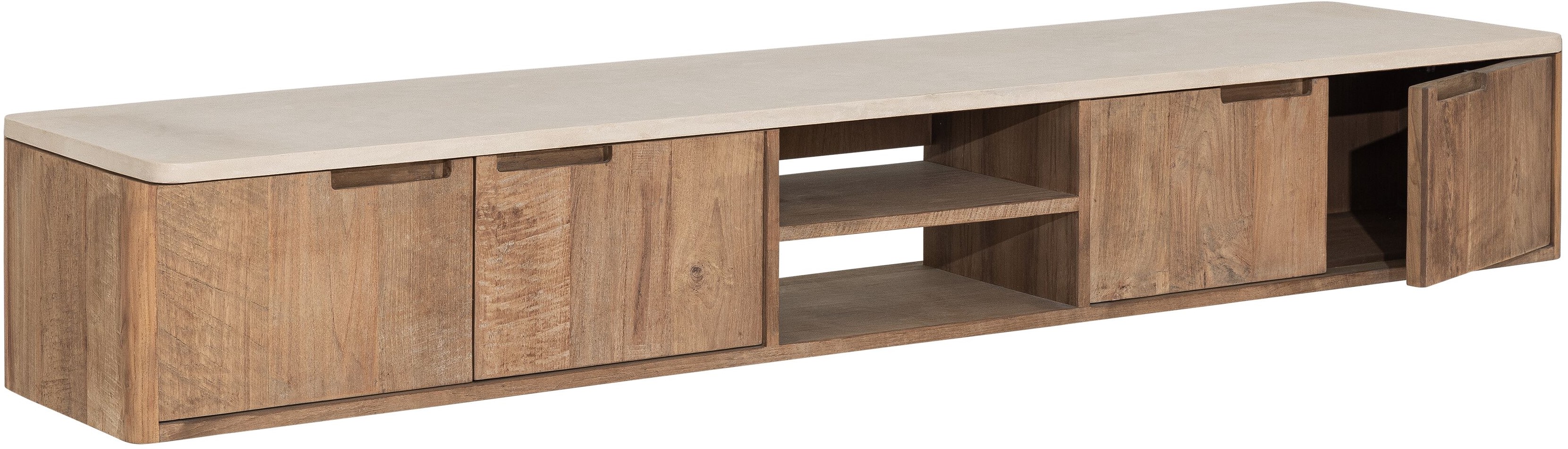 TV Möbel Bliss 210 cm hängend recyceltes Teakholz Mortex Lowboard