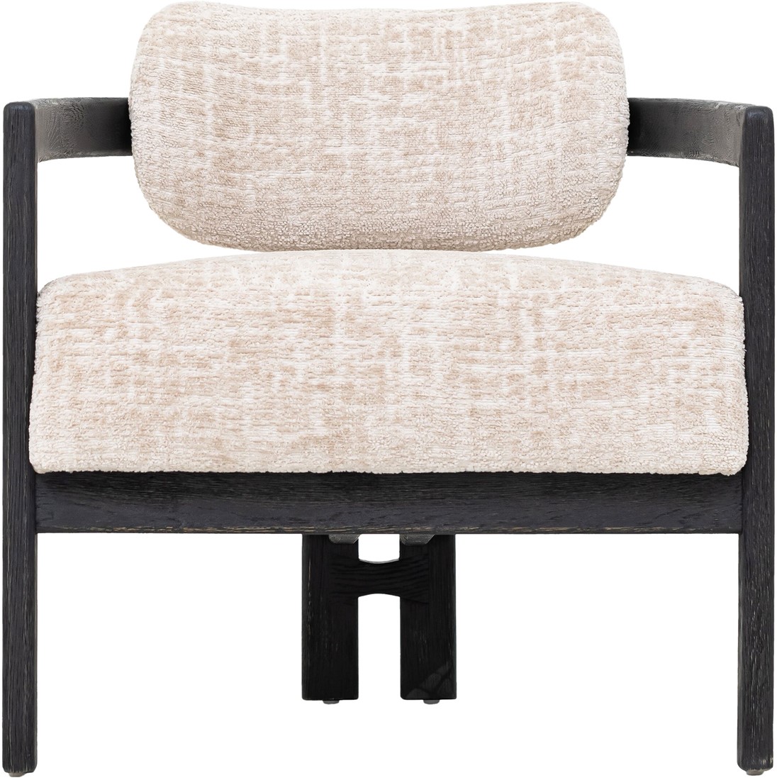 Lounge Sessel Kelly Chenille sand Holzgestell schwarz