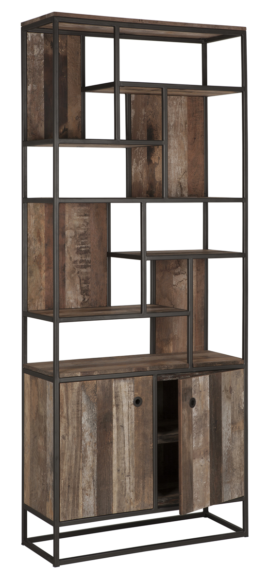 d-Bodhi Regal Bücherregal TUAREG mit 2 Türen recyceltes Teak Holz