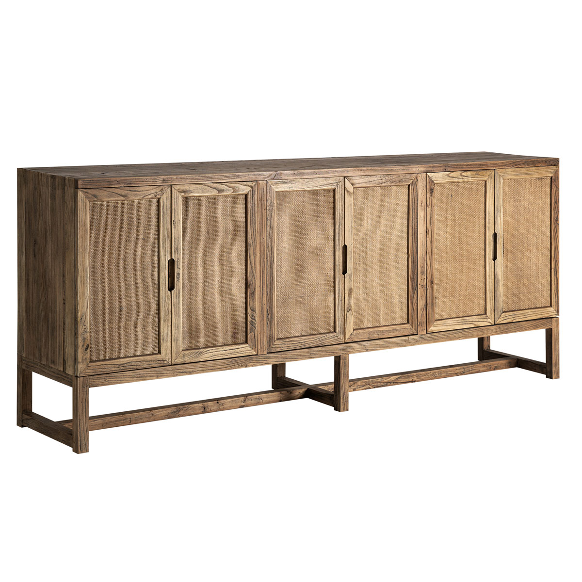 Sideboard BYREMO 220 cm Ulmenholz hellbraun Kommode
