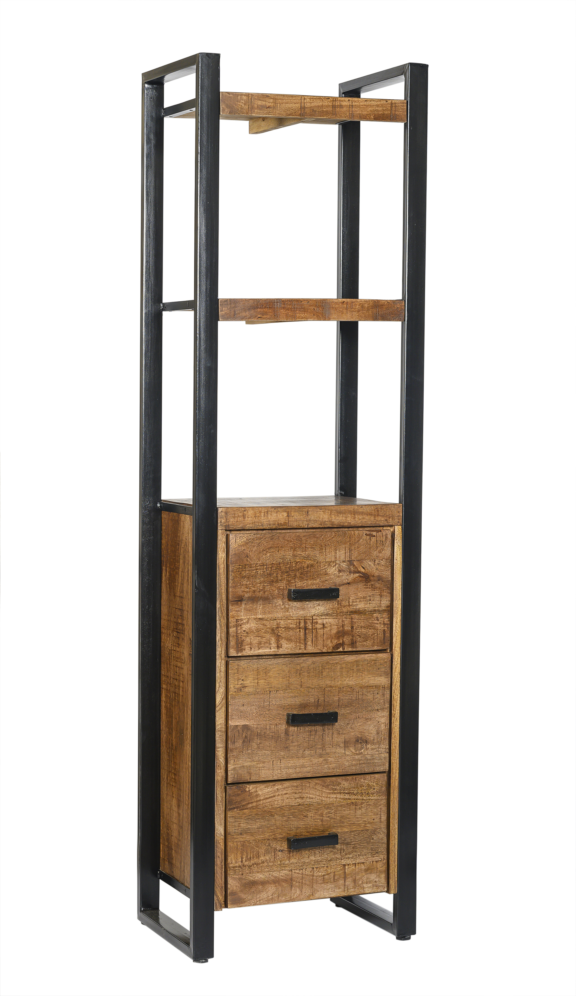 Schank Regal mit 3 Schubladen Nairobi B 55 cm Mangoholz massiv Bücherschrank