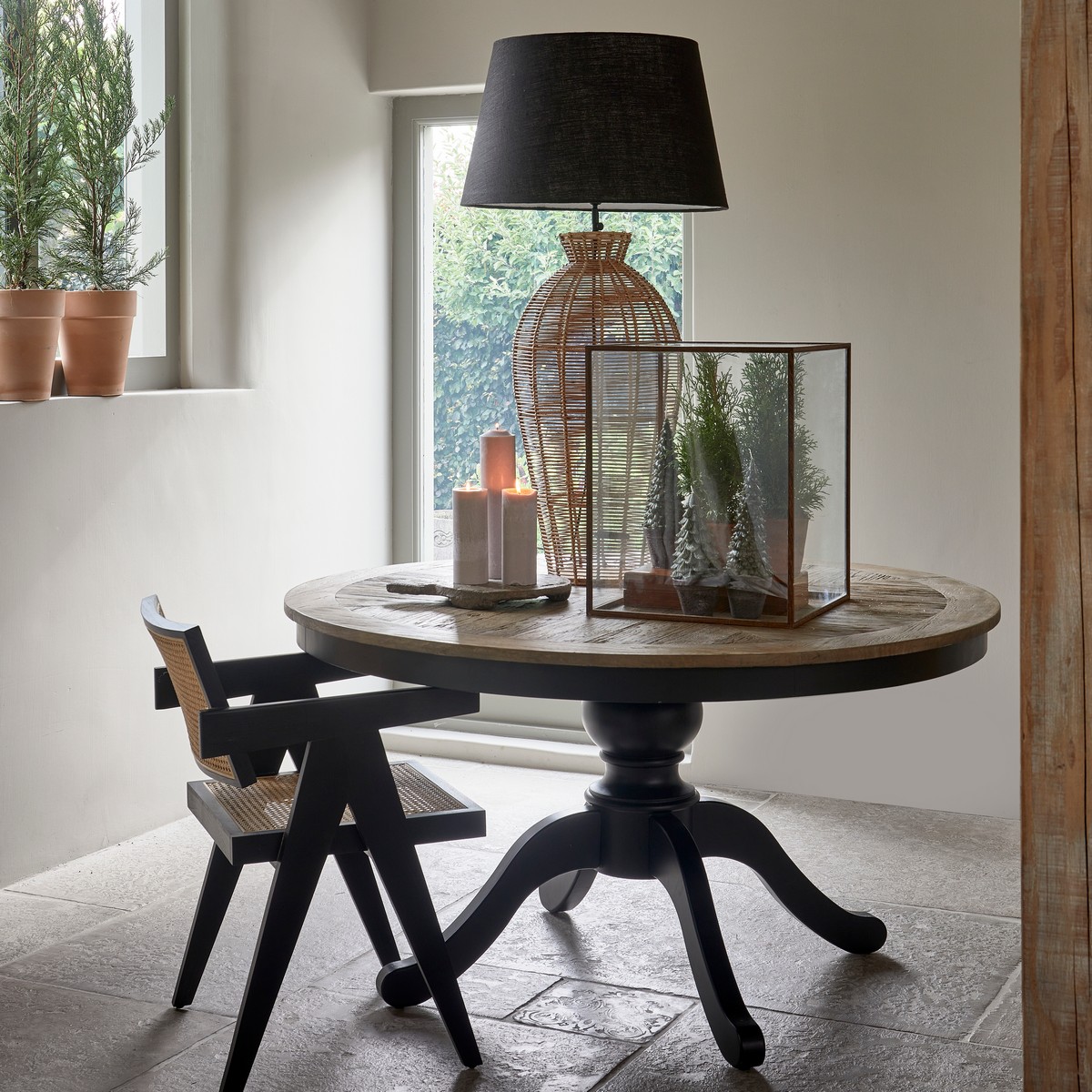 Rivièra Maison Esstisch Le Marais Braun/Schwarz rund ausziehbar 140/190 cm 