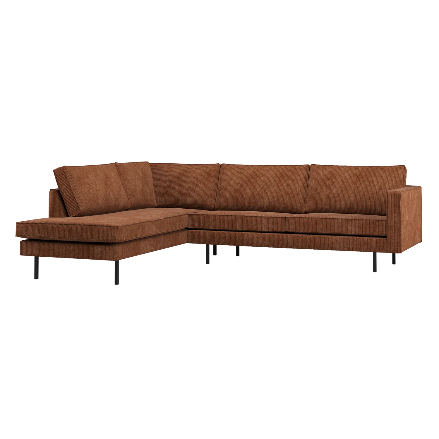 Ecksofa Rodeo Ripstoff rostbraun Longchair links