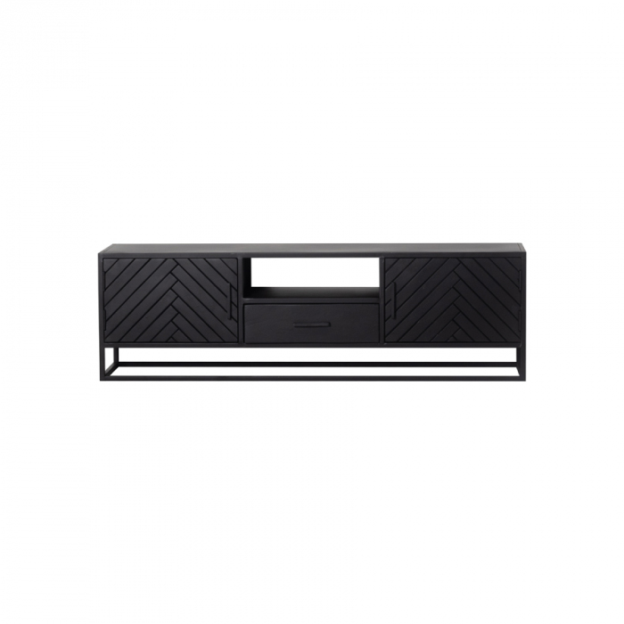Industrie TV Lowboard BOB 165 cm Mangoholz Fischgrät schwarz