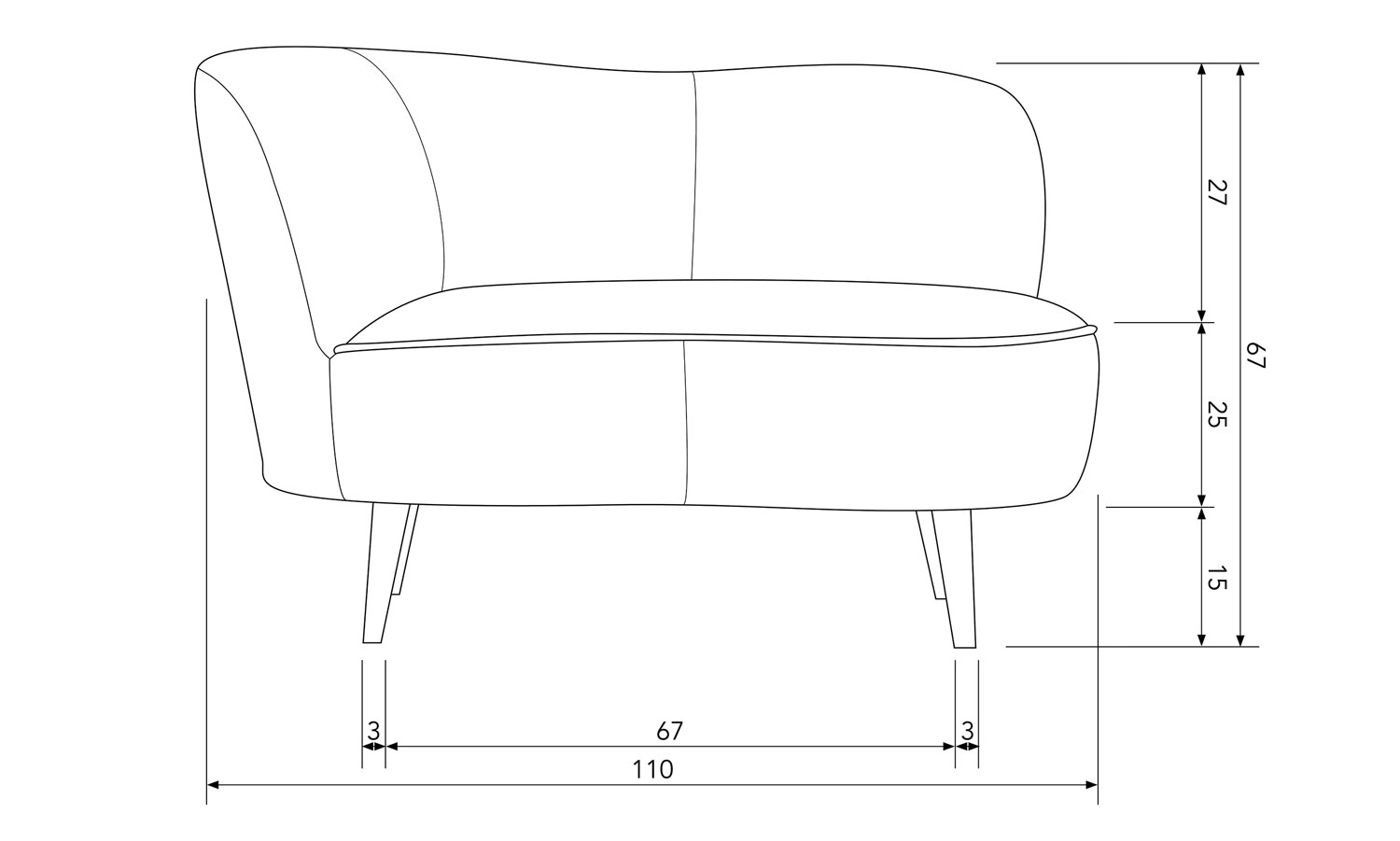 Lounge Sessel Sara links Samt khaki