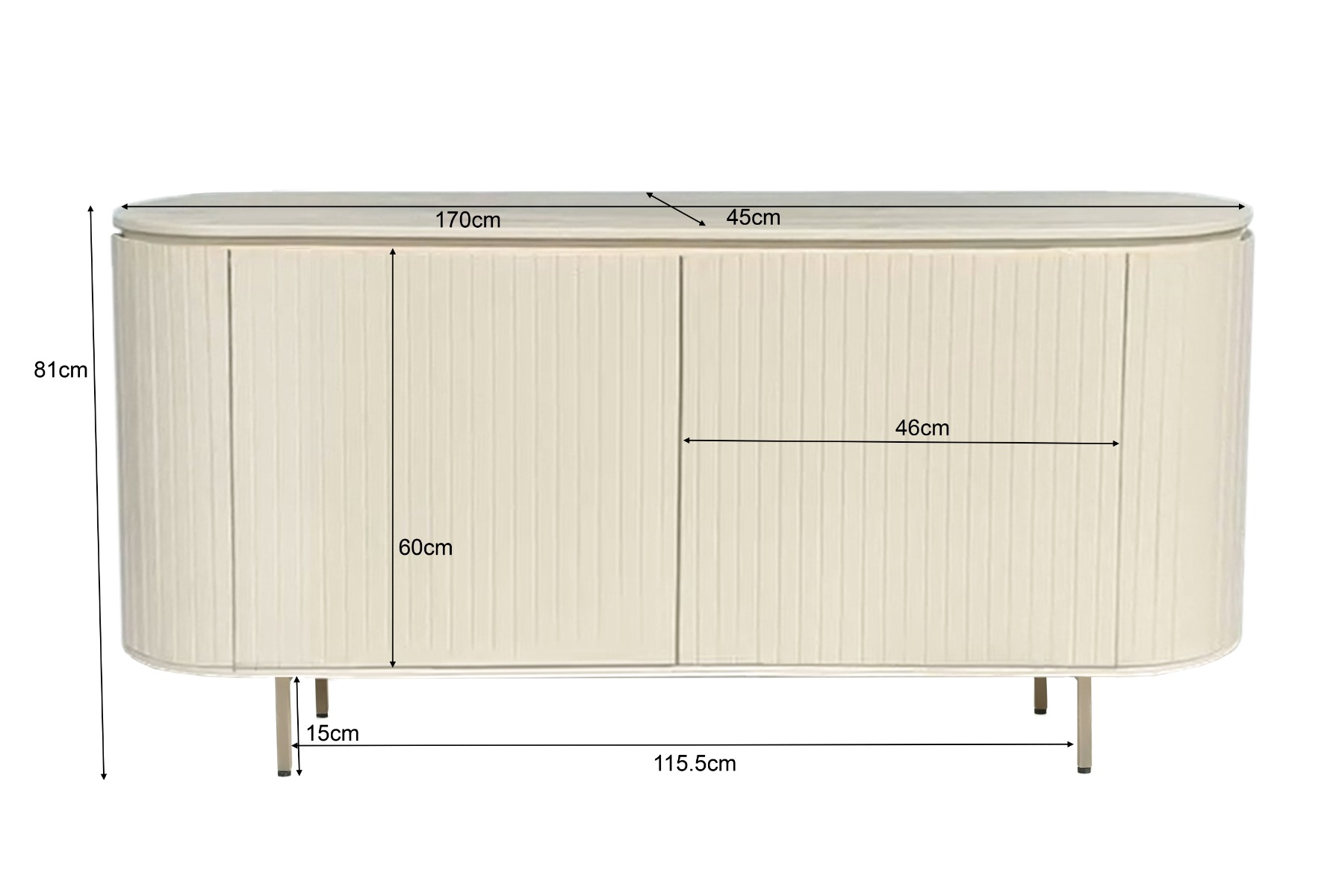 Sideboard Anrichte Patou 170 cm Mangoholz cremeweiß