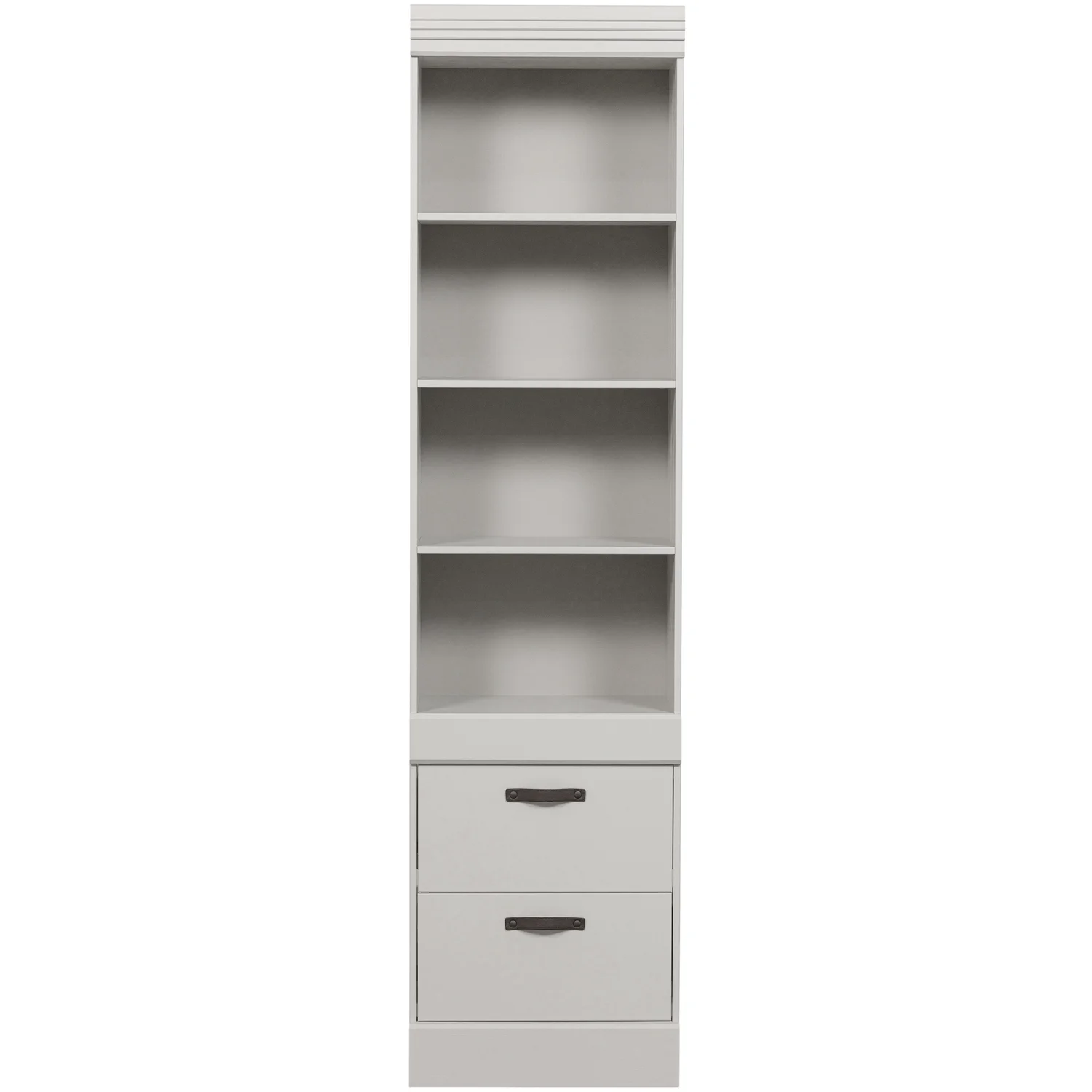 Bücherschrank Schrank BOLD mit 2 Schubladen Kiefernholz schneeweiss