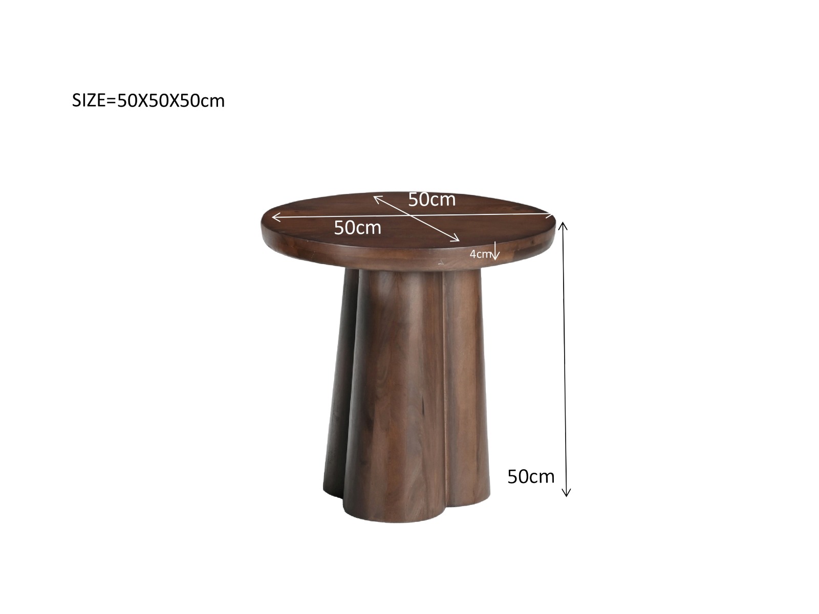 Couchtisch Clubs rund Ø 50 cm Hartholz braun