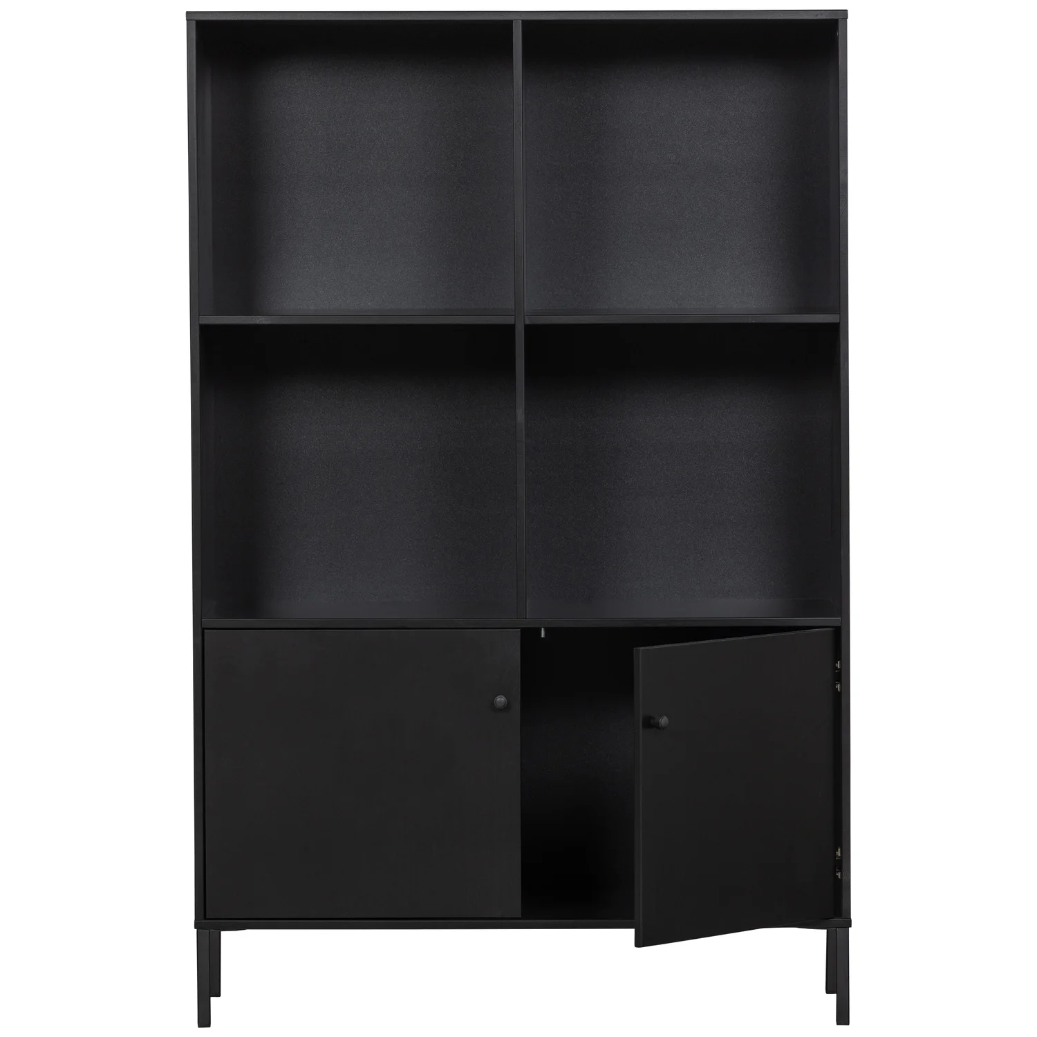 Regal offener Schrank XAM H 155 cm grau Kiefer schwarz FSC-zertifiziert
