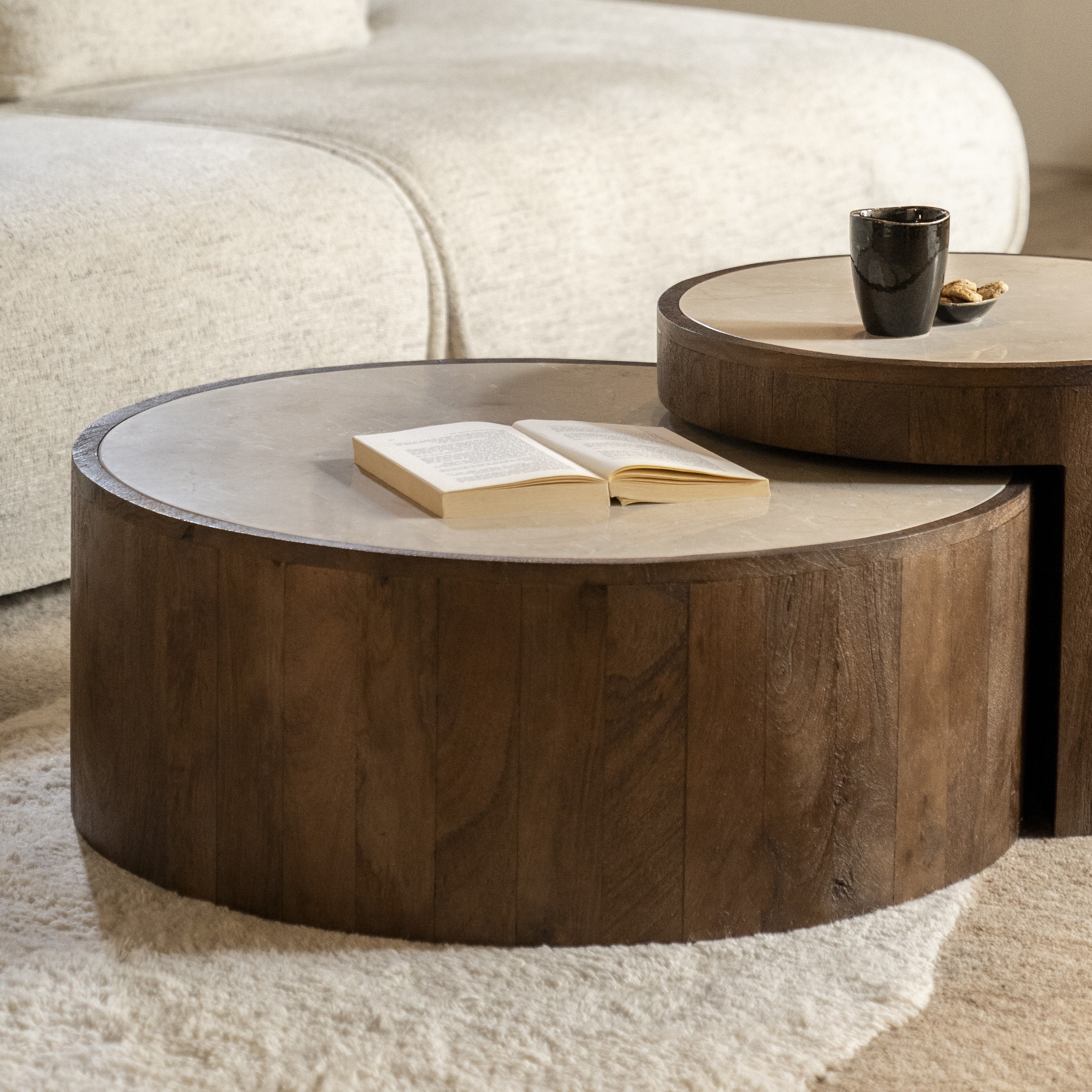 Couchtisch Mailand  Ø 79 cm rund Marmor  - KEIN Set