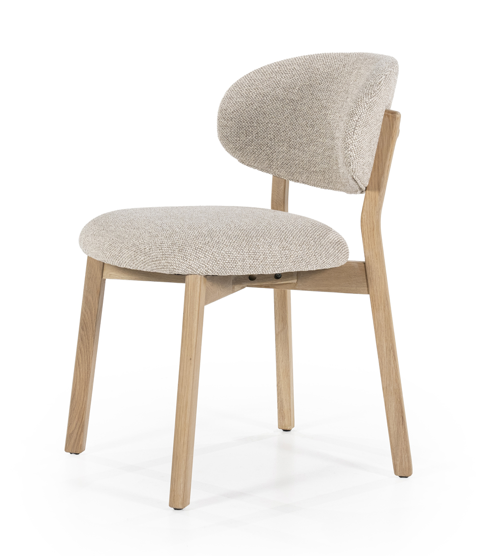Esszimmerstuhl Stuhl MICKY Stoffbezug taupe Beine Eiche