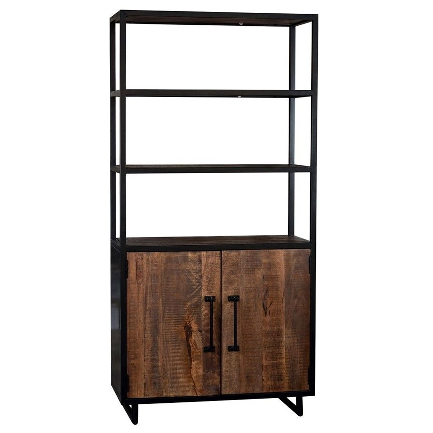 Schrank Bücherregal Colorado 90 cm Mango Massivholz Metall schwarz
