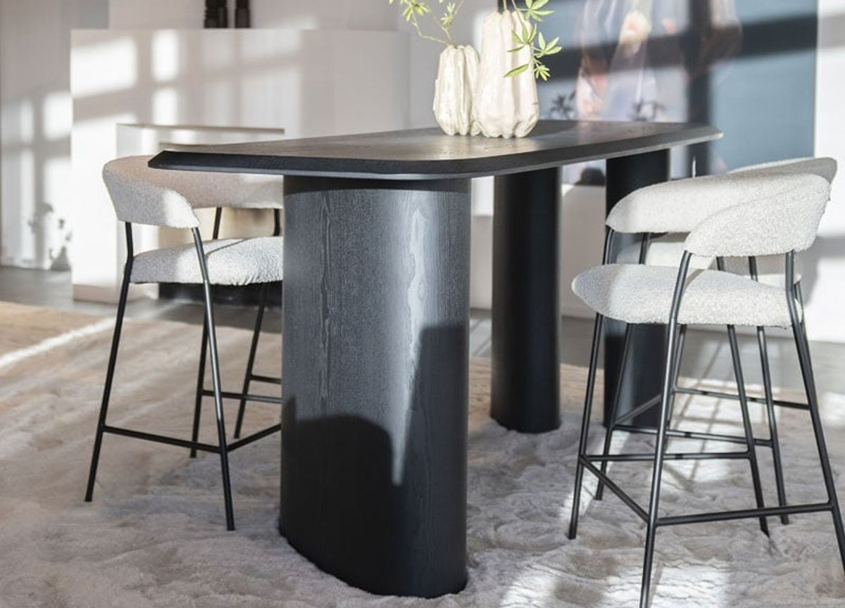 Bartisch Walter 220 x 80 cm Eiche Furnier schwarz