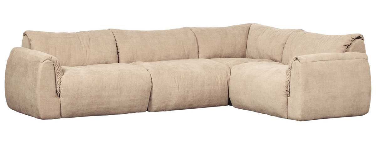 woood Ecksofa BAGGY Webstoff chenille sandfarben Chaiselongue rechts