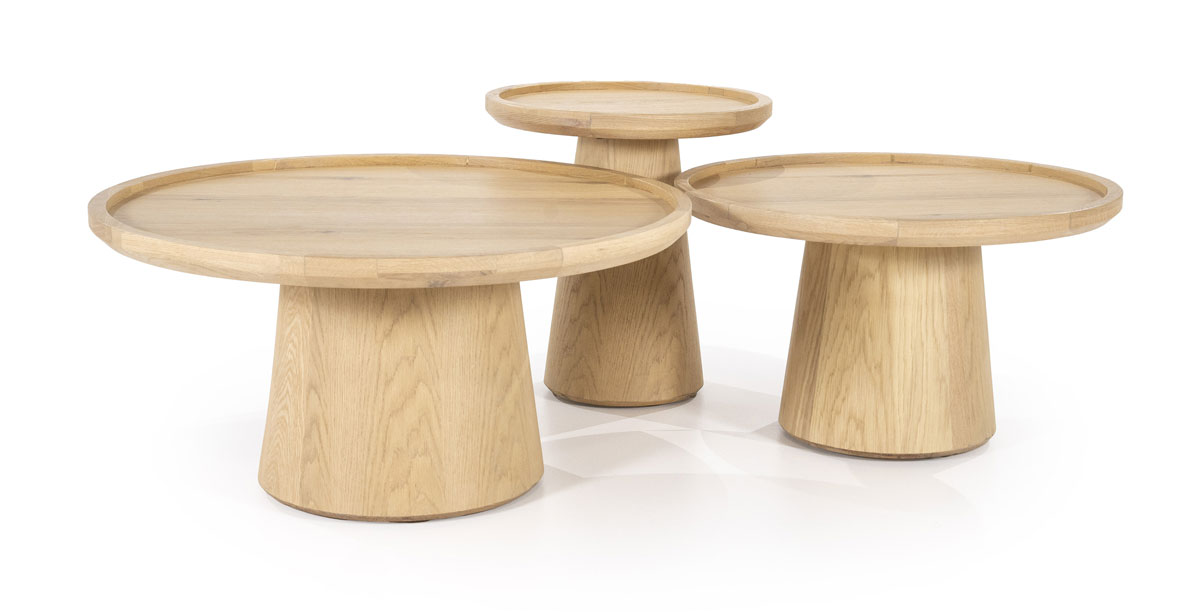 Couchtisch Leia Ø 80 cm Eiche Furnier hellbraun