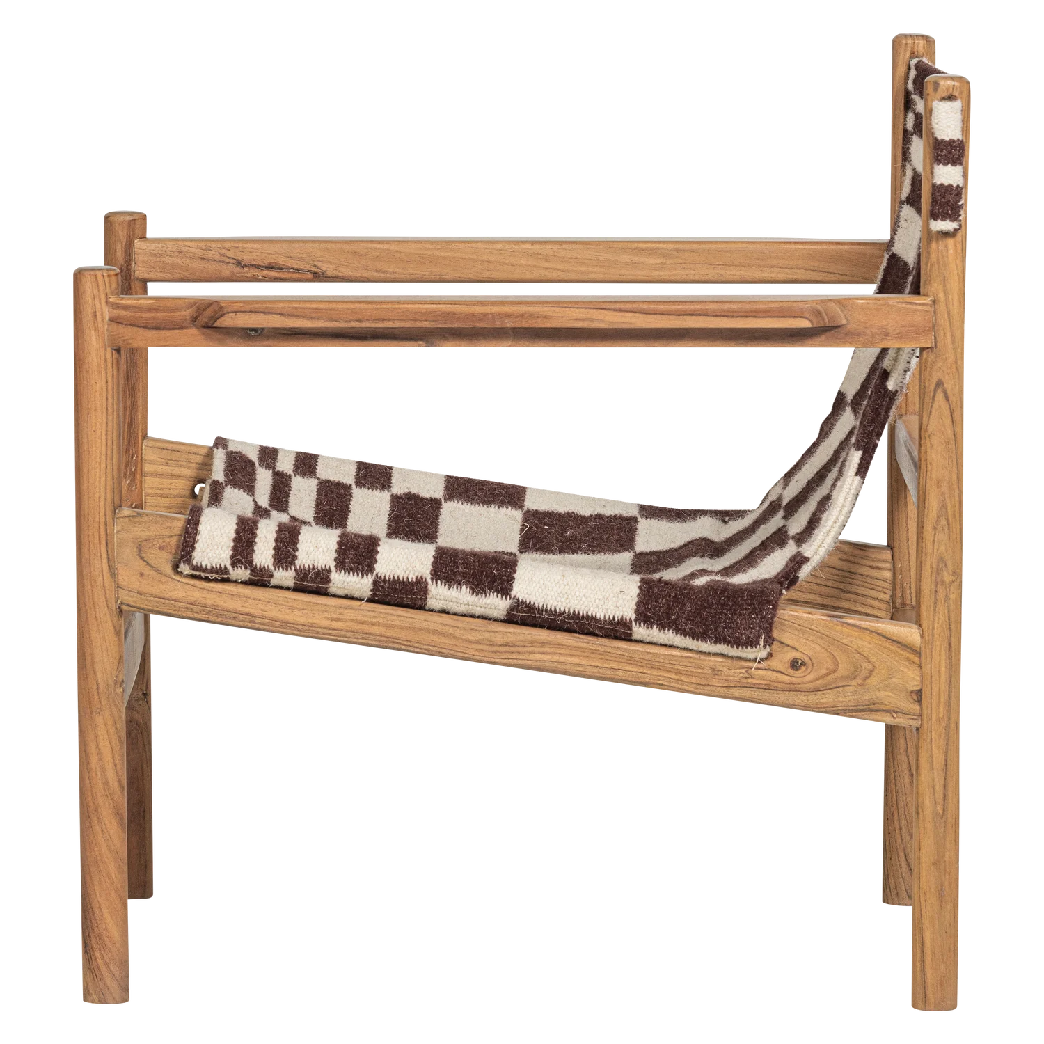 Loungesesel ZANO Sessel Akazienholz Musterstoff Kelim Sitzfläche braun beige