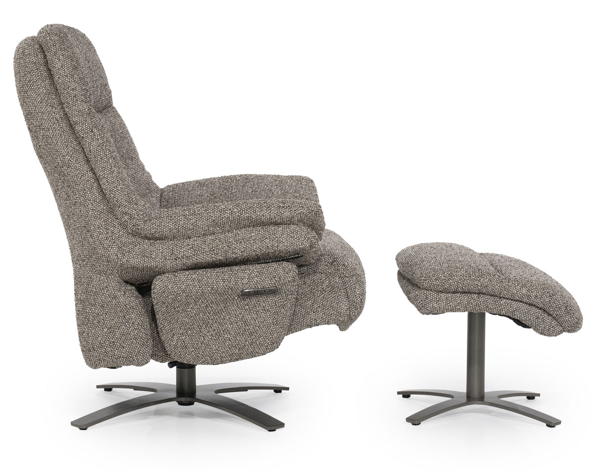 Relaxsessel Caleb elektrisch verstellb. mit Hocker Stoff taupe
