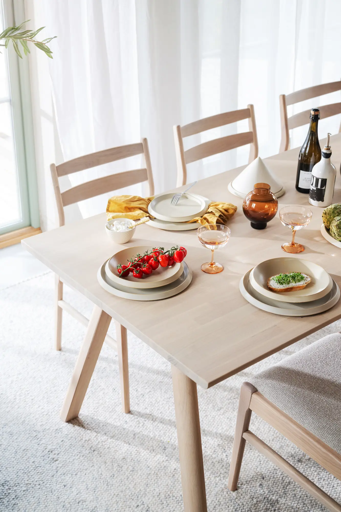 Esstisch LAPPERON 220 x 95 cm Eiche white wash verlängerbar 310 cm