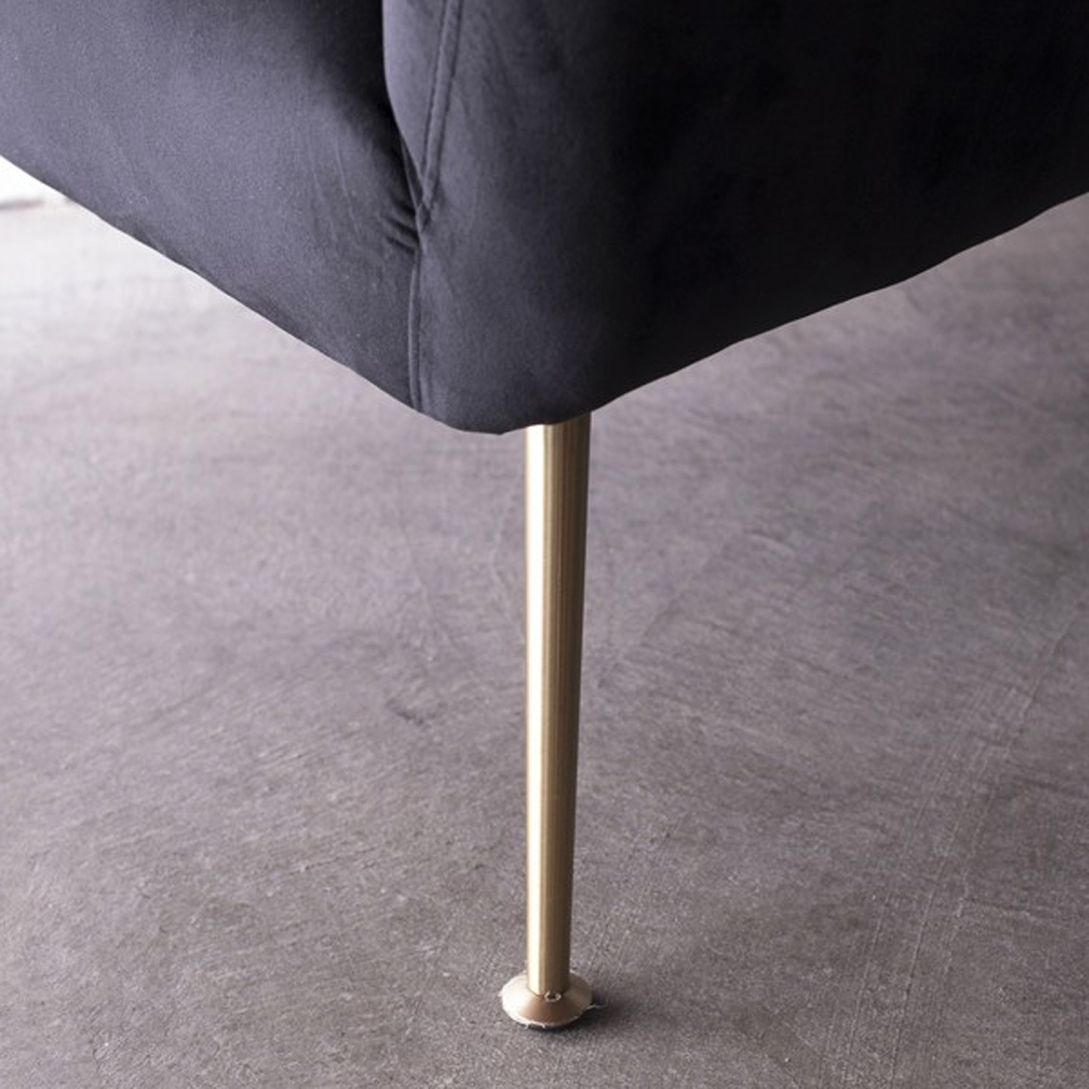 2 Sitzer Sofabank Sofa Amy 130 cm Samt schwarz Sitzbank