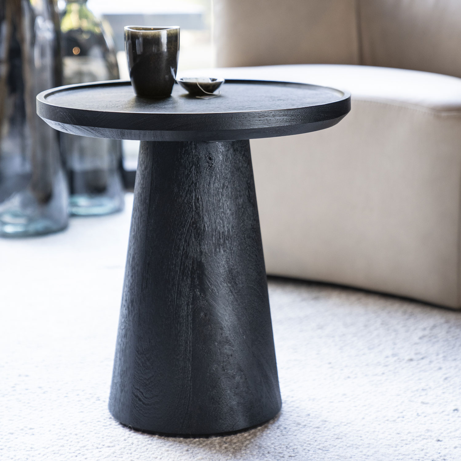 Beistelltisch Jon Ø 46 cm Mangoholz schwarz