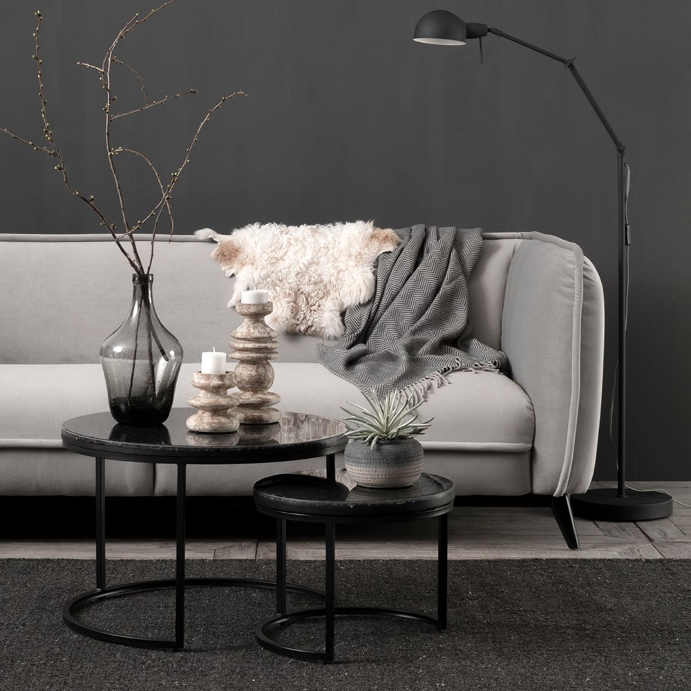 3 Sitzer Sofa Escape hellgrau Samt Velvet Lounge Couch