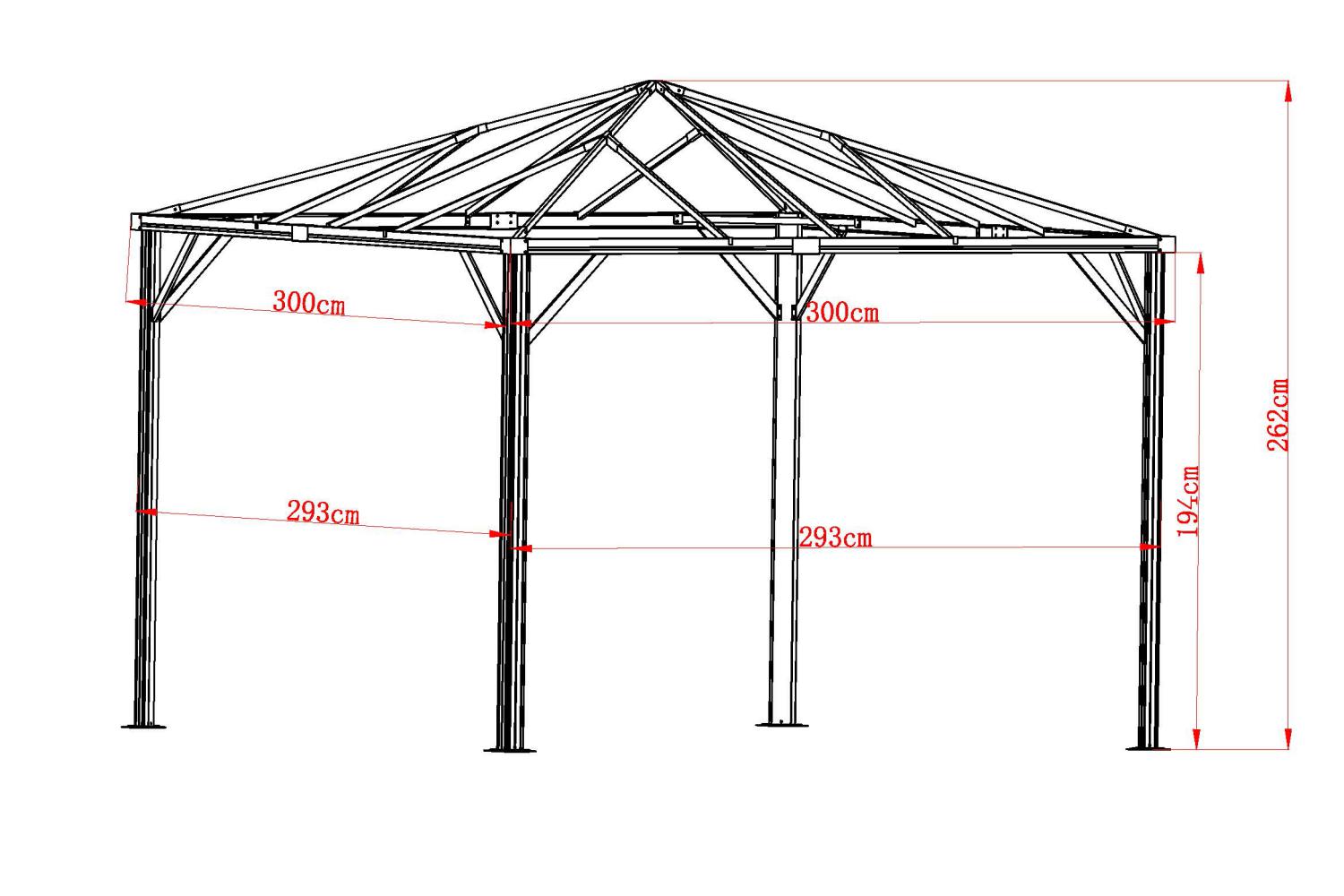 Pavillion Gartenpavillion Biella 300 x 300 cm grau