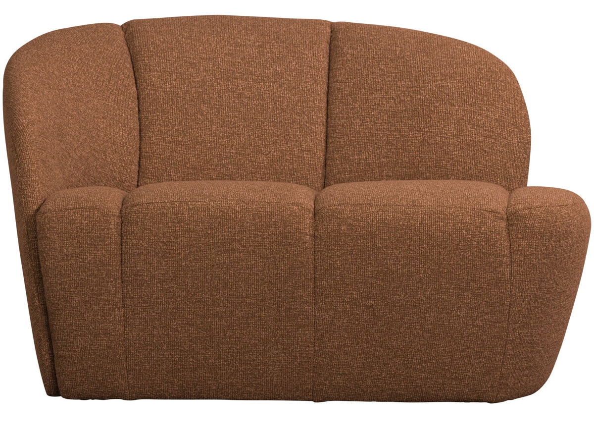 woood 2 Sitzer Sofa Bank MOJO links Bouclé rostbraun meliert