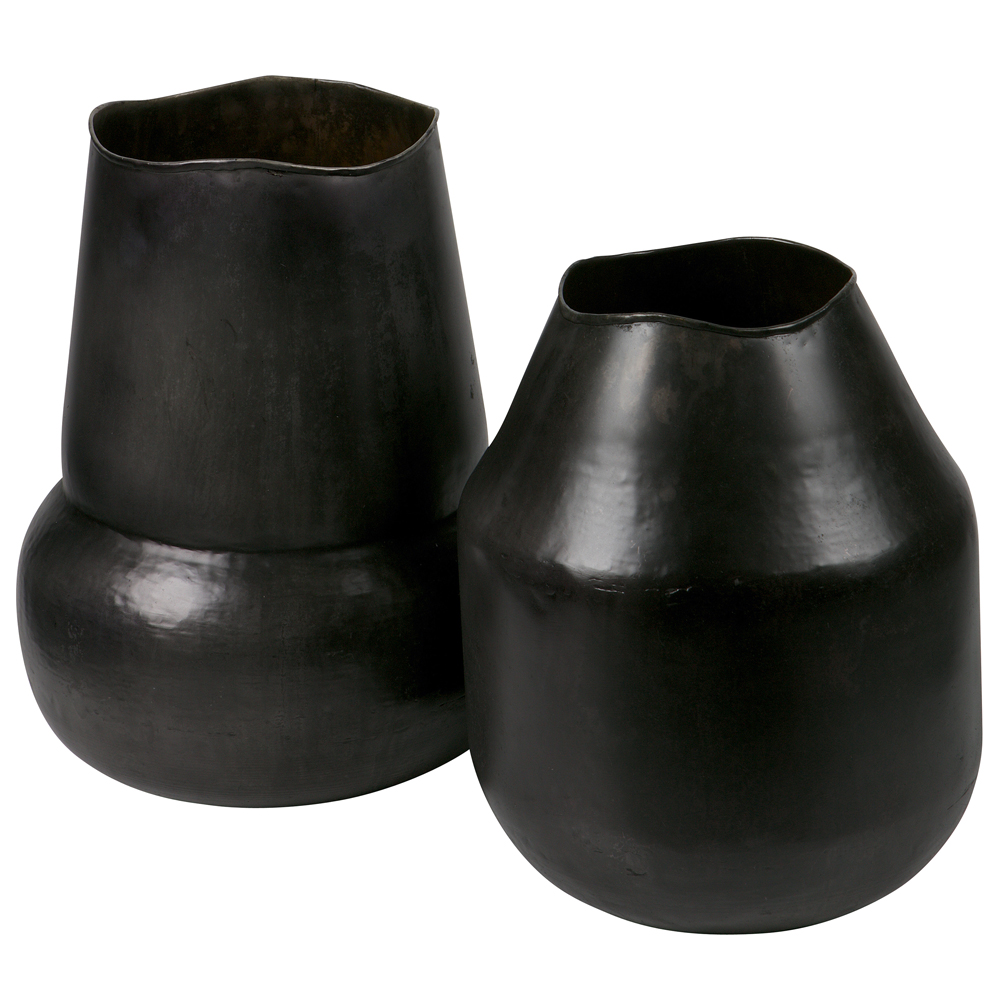 Vintage Vase Artistic Metallvase schwarzes Silber Blumenvase Pflanzpokal