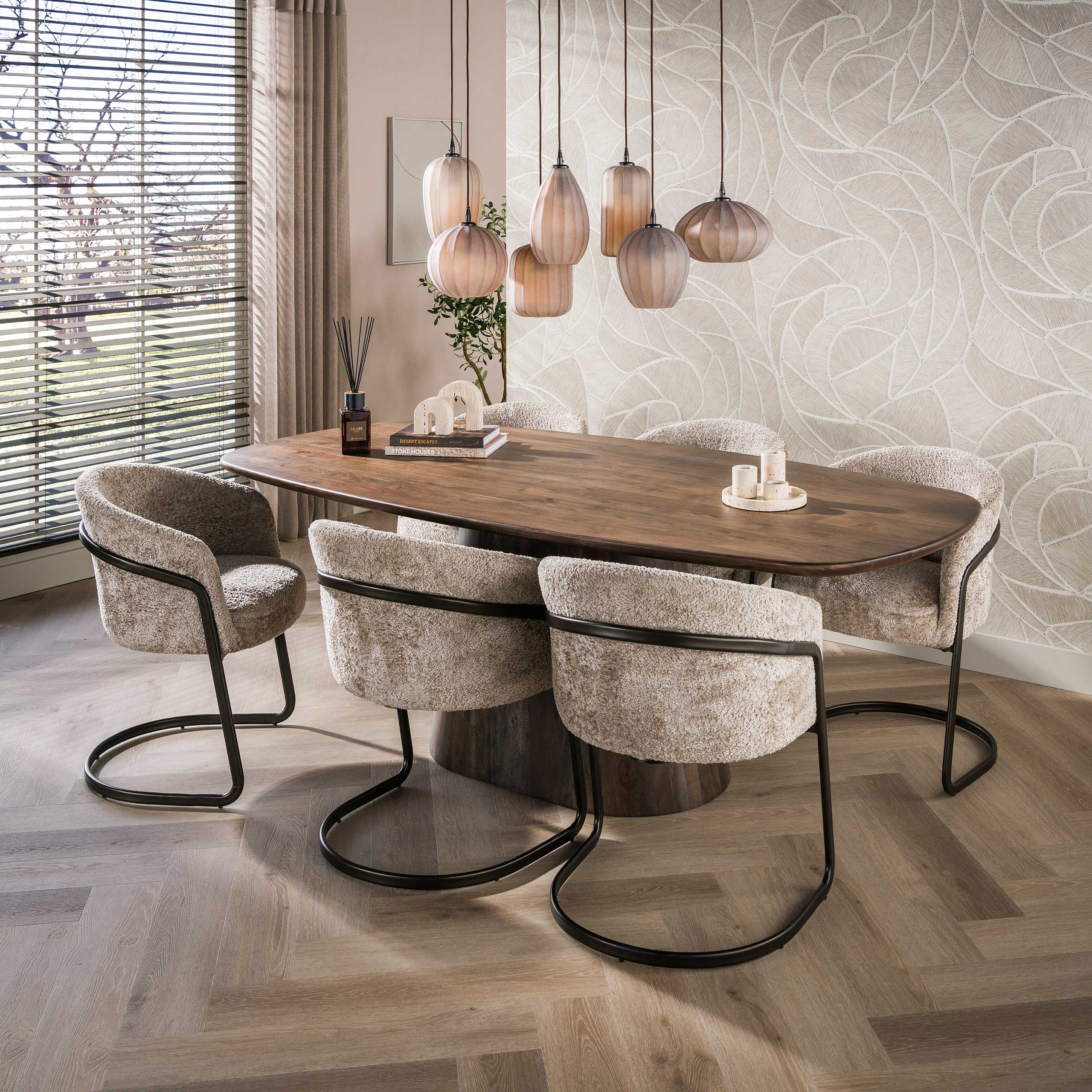 Esstisch SANO dänisch oval massiv Akazie braun 215 cm  