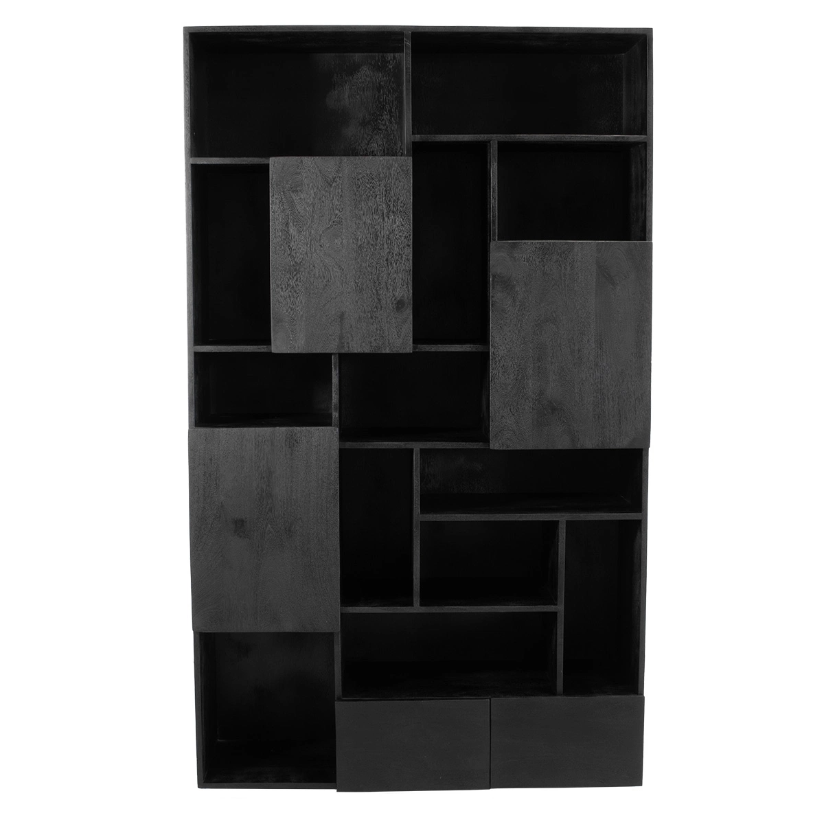 Wandschrank Mala H 200 cm Mangoholz schwarz Regal