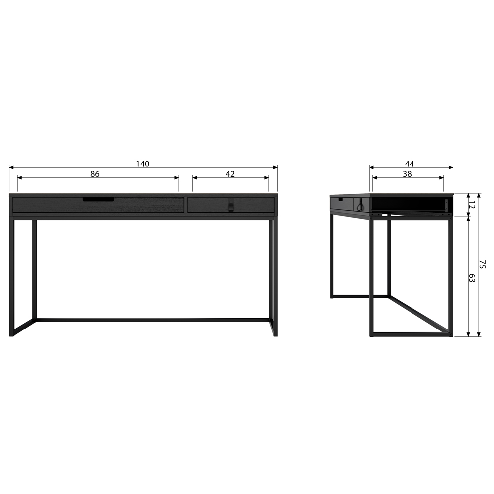 Schreibtisch Silas 140 x 44 cm Eiche Metall schwarz