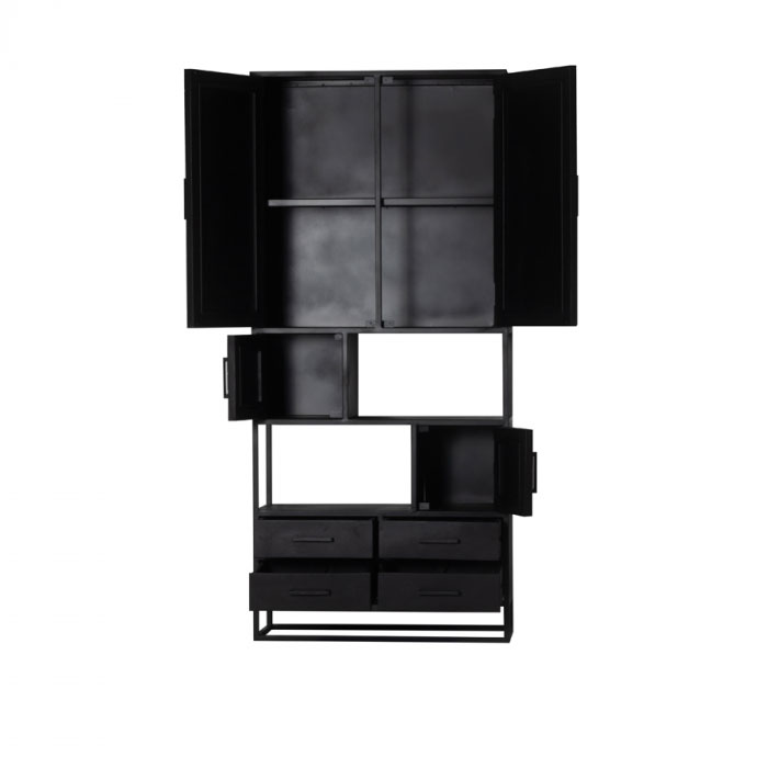 Regal Bücherregal BOB H 200 cm Mangoholz Fischgrät schwarz