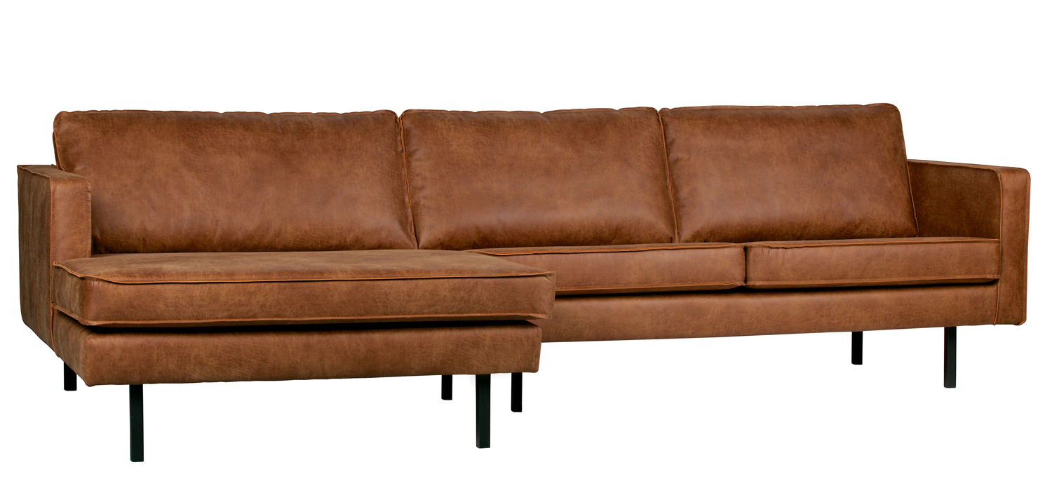 Ecksofa Rodeo recyceltes Leder Cognac Recamiere links