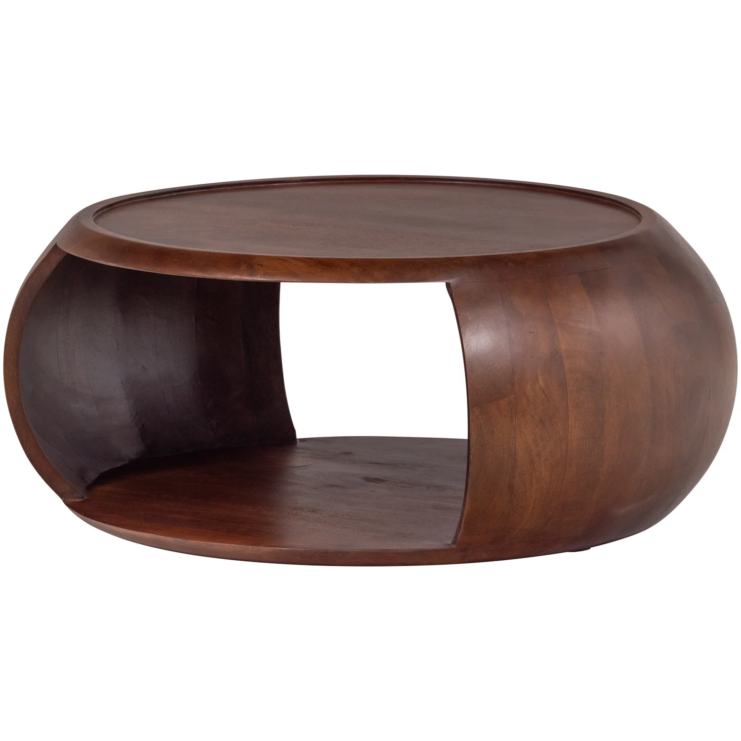 Couchtisch COLE rund Ø 72 cm Mango Massivholz braun