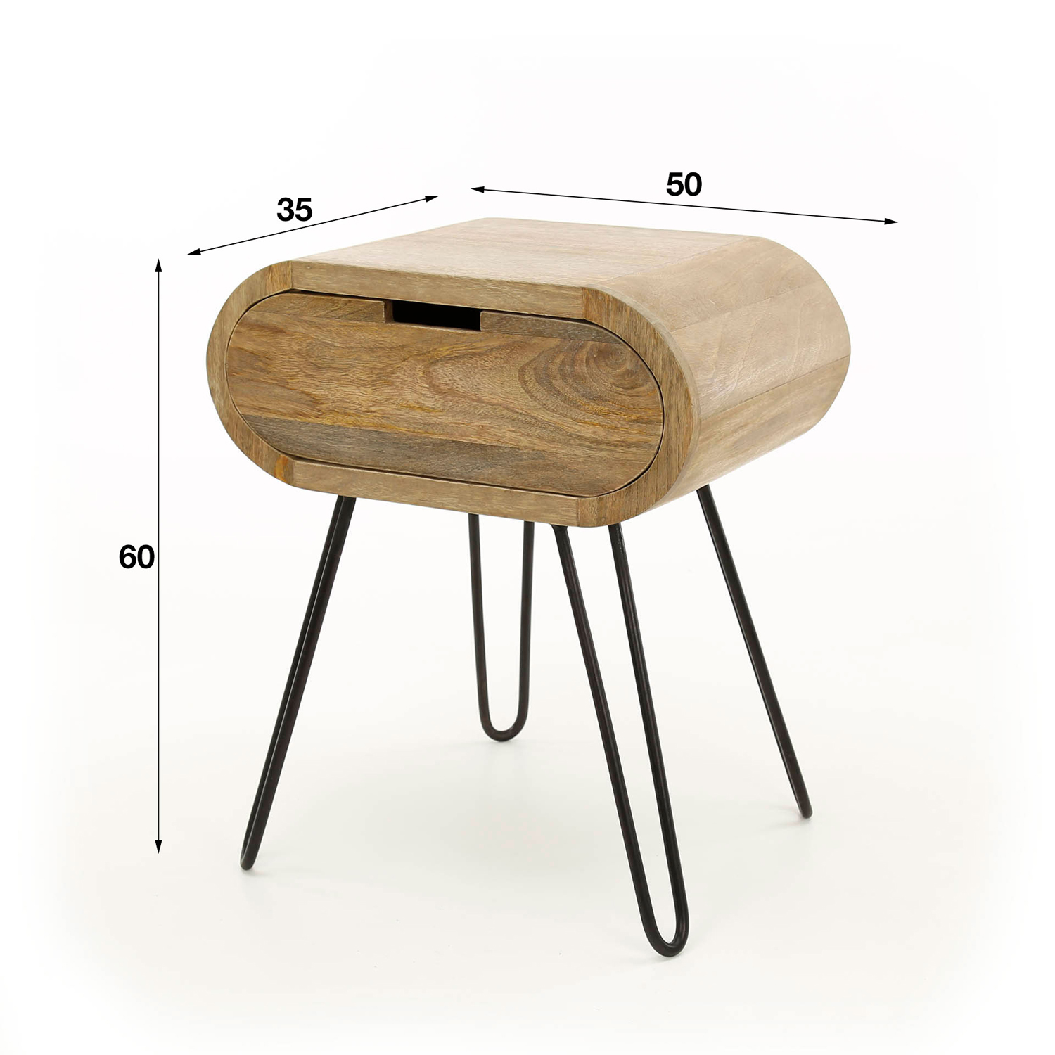 Nachttisch BALOU H 60 cm 1 Schublade Mango Holz