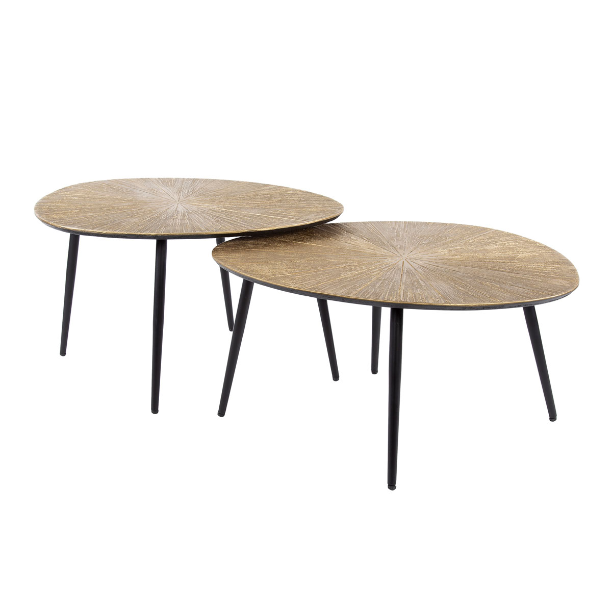 2er Set Couchtisch Barn organisch Metall bronzefarben