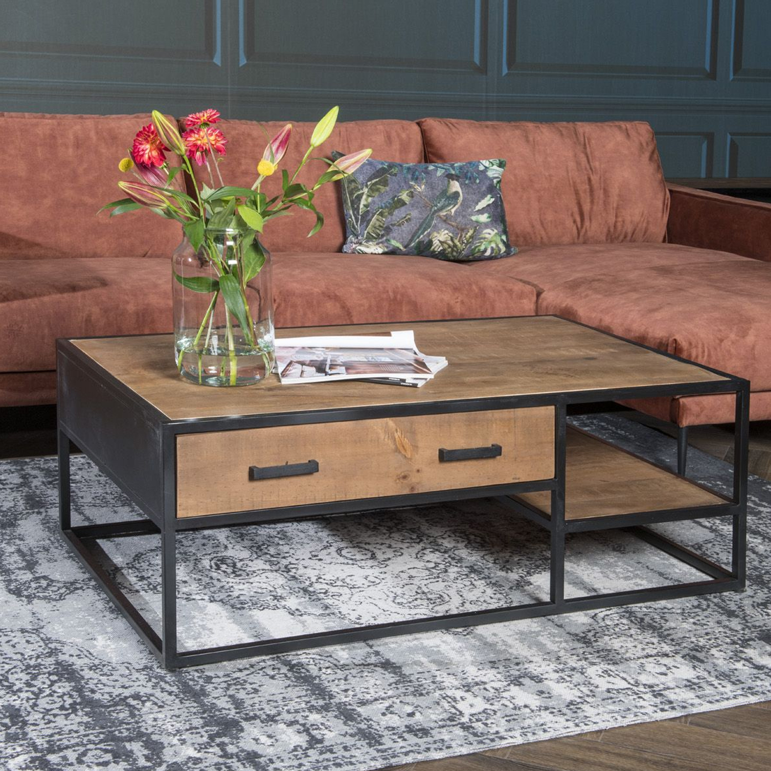 Couchtisch Sturdy mit Schubladen 120 x 70 cm Mango Holz